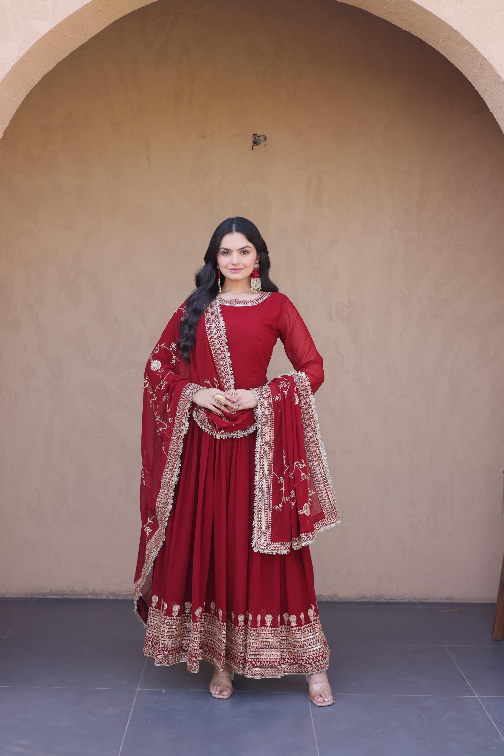 KA 1256 Maroon Faux Blooming Gown Perfect for Wedding, Party, Pongal, Raksha Bandhan, Mehendi –. Introductory Price ₹2549. Delivery 4-6 Working Days | Gowns, Bollywood Gowns, Creative Gowns, Designer Gowns, Embroidered Gowns, Party Wear Gowns