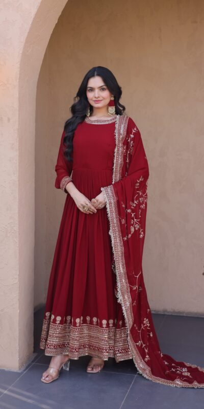 KA 1256 Maroon Faux Blooming Gown Perfect for Wedding, Party, Pongal, Raksha Bandhan, Mehendi –. Introductory Price ₹2549. Delivery 4-6 Working Days | Gowns, Bollywood Gowns, Creative Gowns, Designer Gowns, Embroidered Gowns, Party Wear Gowns