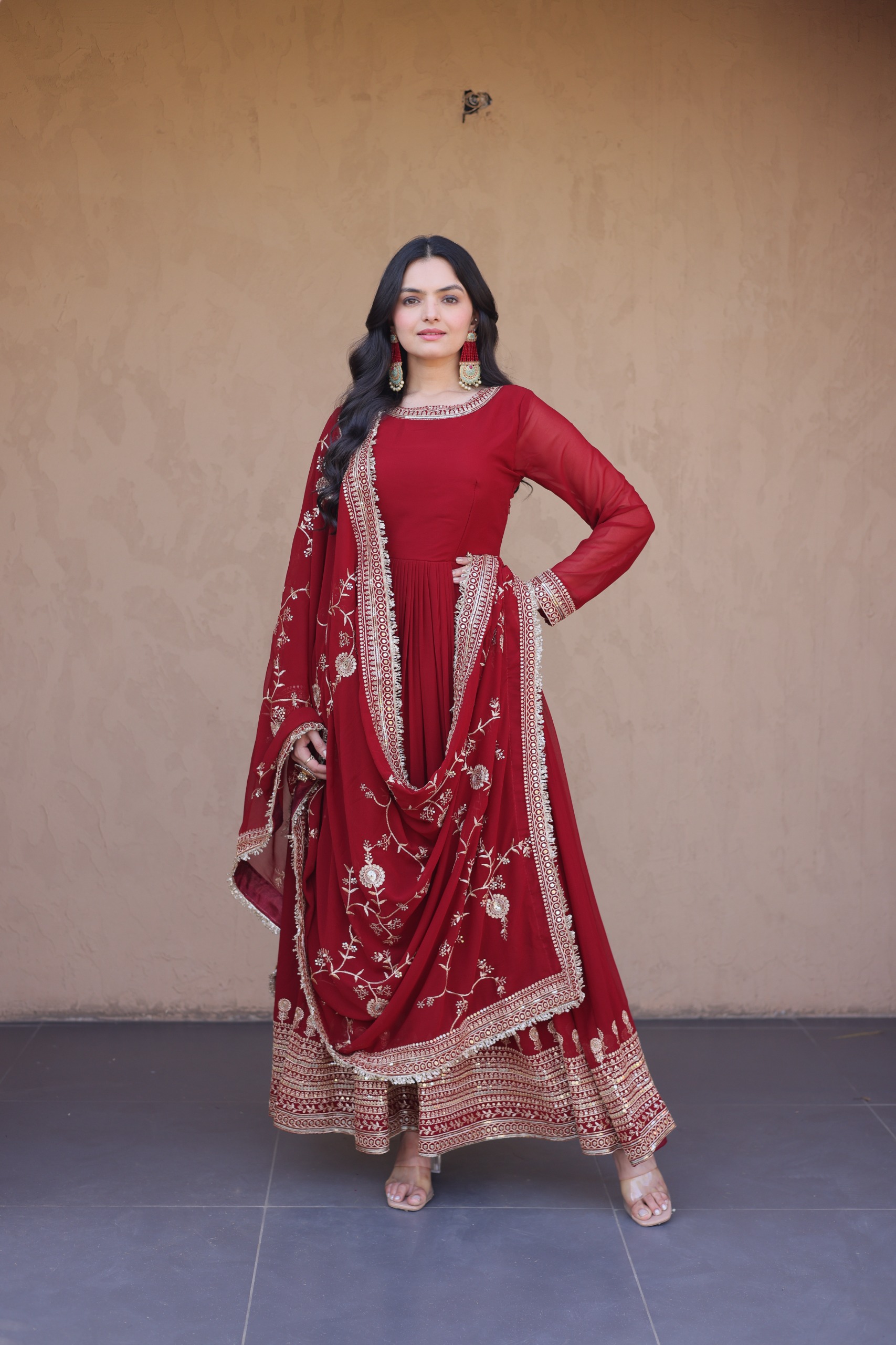 KA 1256 Maroon Faux Blooming Gown Perfect for Wedding, Party, Pongal, Raksha Bandhan, Mehendi –. Introductory Price ₹2549. Delivery 4-6 Working Days | Gowns, Bollywood Gowns, Creative Gowns, Designer Gowns, Embroidered Gowns, Party Wear Gowns