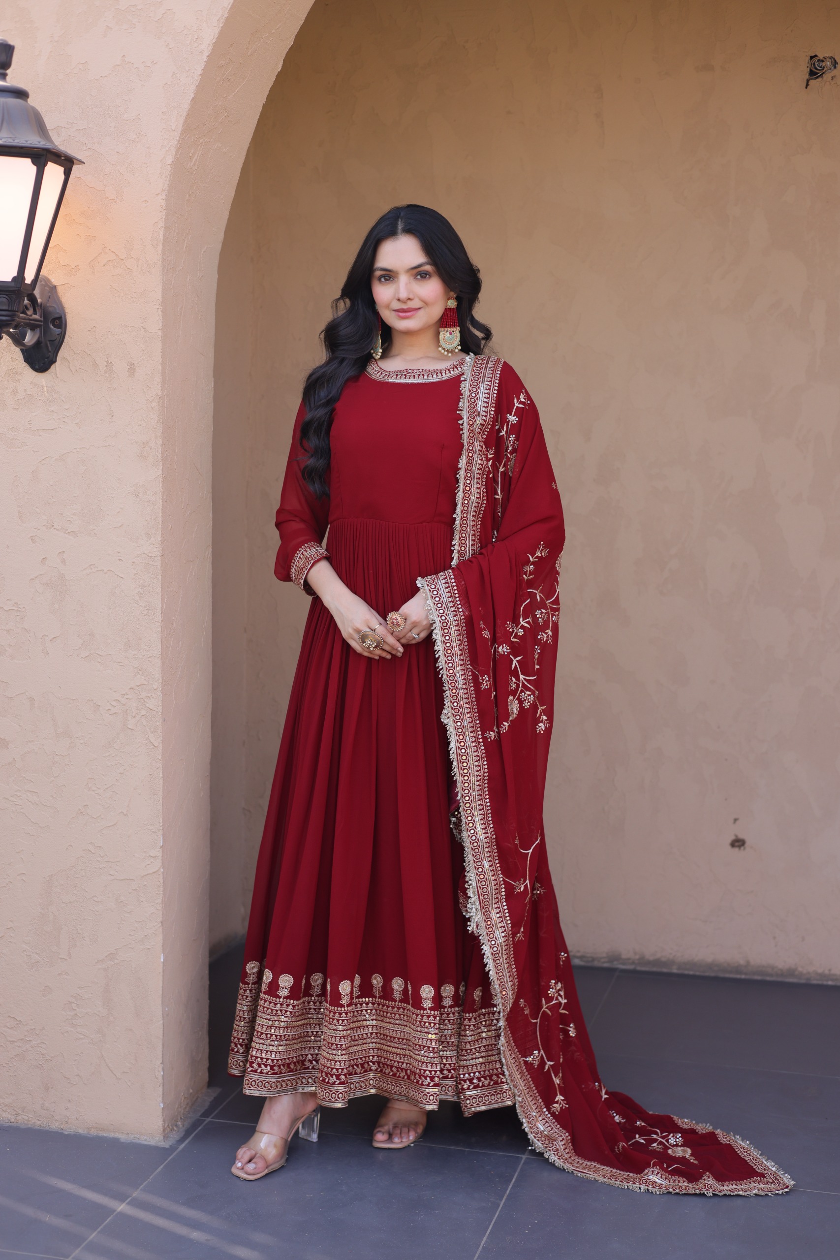 KA 1256 Maroon Faux Blooming Gown Perfect for Wedding, Party, Pongal, Raksha Bandhan, Mehendi –. Introductory Price ₹2549. Delivery 4-6 Working Days | Gowns, Bollywood Gowns, Creative Gowns, Designer Gowns, Embroidered Gowns, Party Wear Gowns