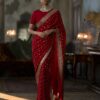 NC 5544 Red Color Georgette Saree with Embroidery Work & Lace Work. Special Price ₹1949. Delivery 4-6 Working Days. Shop now. | Sarees, Bollywood Sarees, Creative Sarees, Designer Sarees, Embroidered Sarees, Ethnic Saree, Modern Digital sarees, Party Wear Sarees