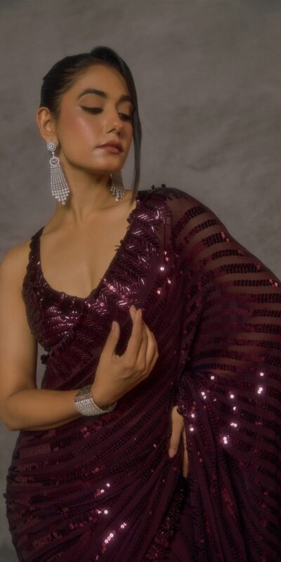 DF 3476 Wine Faux Georgette Saree Perfect for Wedding, Party, Cultural Events, Traditional Day, Pooja – . Grab it for ₹1799. Delivery 4-6 Working Day | Sarees, Bollywood Sarees, Creative Sarees, Designer Sarees, Embroidered Sarees, Ethnic Saree, Modern Digital sarees, Party Wear Sarees