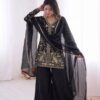 JF 043 Black Pure Fendy Silk Salwar Suitwith Embroidery Work & Sequins Work. Exclusive Offer ₹1940. Delivery 4-6 Working Days. Shop now. | Jump Suits, Salwar suit, Casual Suits, Creative suits, Designer Suits, Palazzo Suits, Party Wear Suits, Patiala Suits, Straight Suits