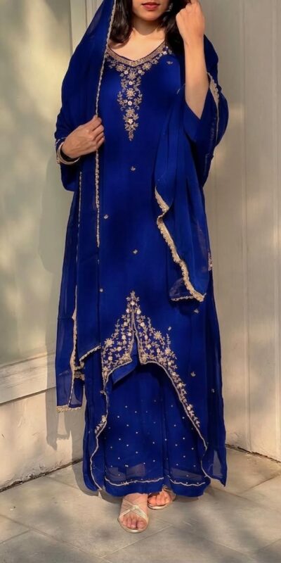 VLM 322 Blue Georgette Salwar Suit Perfect for Wedding, Party, Housewarming, Durga Puja, Festival Celebrations – . Grab it for ₹1949. Delivery 4-6 Workin | Jump Suits, Salwar suit, Casual Suits, Creative suits, Designer Suits, Palazzo Suits, Party Wear Suits, Patiala Suits, Straight Suits