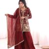 JF 043 Rust Pure Fendy Silk Salwar Suitwith Embroidery Work & Sequins Work. Exclusive Offer ₹1940. Delivery 4-6 Working Days. Shop now. | Jump Suits, Salwar suit, Casual Suits, Creative suits, Designer Suits, Palazzo Suits, Party Wear Suits, Patiala Suits, Straight Suits