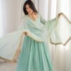ZF 5020 Sea Green Sea Green Heavy Faux ⁠ Gown with Lace Border & Lace Work. Festive Deal ₹2099. Delivery 4-6 Working Days. Shop now. | Gowns, Bollywood Gowns, Creative Gowns, Designer Gowns, Embroidered Gowns, Party Wear Gowns