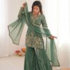 JF 043 Sea Green Pure Fendy Silk Salwar Suitwith Embroidery Work & Sequins Work. Exclusive Offer ₹1940. Delivery 4-6 Working Days. Shop now. | Jump Suits, Salwar suit, Casual Suits, Creative suits, Designer Suits, Palazzo Suits, Party Wear Suits, Patiala Suits, Straight Suits
