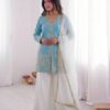 JF 043 Sky Blue Pure Fendy Silk Salwar Suitwith Embroidery Work & Sequins Work. Exclusive Offer ₹1940. Delivery 4-6 Working Days. Shop now. | Jump Suits, Salwar suit, Casual Suits, Creative suits, Designer Suits, Palazzo Suits, Party Wear Suits, Patiala Suits, Straight Suits