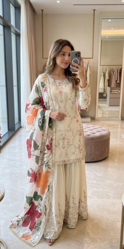 Embroidery Work & Sequins Work Salwar Suit WW 1215 Off White in Off White Cinon Silk. Now at just ₹2149. Delivery 4-6 Working Days. Shop now. | Jump Suits, Salwar suit, Casual Suits, Creative suits, Designer Suits, Palazzo Suits, Party Wear Suits, Patiala Suits, Straight Suits