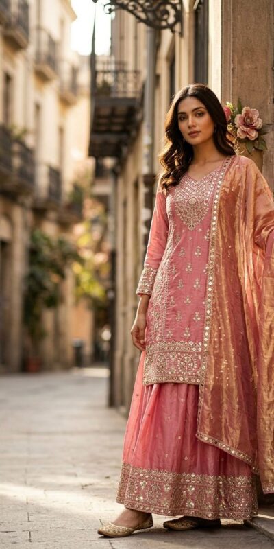 WW 1271 Peach | Peach Pure Endy Silk Salwar Suit with Embroidery Work & Sequins Work. Exclusive Offer ₹2399. Delivery 4-6 Working Days. Shop now. | Jump Suits, Salwar suit, Casual Suits, Creative suits, Designer Suits, Palazzo Suits, Party Wear Suits, Patiala Suits, Straight Suits