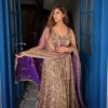 Perfect Purple Fendy Silk With Sequins Work Gown