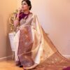 KPR 284 Off White Soft Lichi Silk Saree with Lace Work & Lace Border. Introductory Price ₹1549. Delivery 4-6 Working Days. Shop now. | Sarees, Bollywood Sarees, Creative Sarees, Designer Sarees, Embroidered Sarees, Ethnic Saree, Modern Digital sarees, Party Wear Sarees