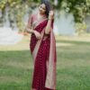 Pretty Red Soft Lichi Silk Jacquard Work Saree