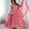 SRK 5363 Dusty Pink | Dusty Pink Faux Georgette Gown with Sequins Work & Embroidery Work. Affordable Price ₹2099. Delivery 4-6 Working Days. Shop now. | Gowns, Bollywood Gowns, Creative Gowns, Designer Gowns, Embroidered Gowns, Party Wear Gowns