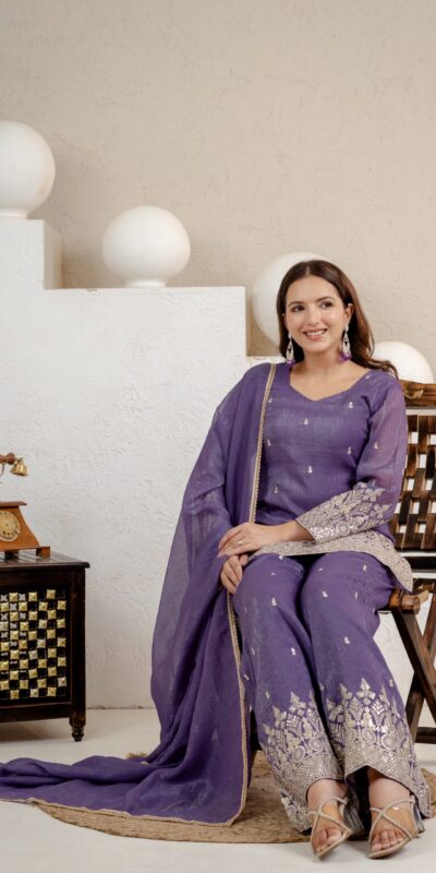 MD 3103 Lavender Crunchy Silk Salwar Suit with Embroidery Work & Sequins Work. Exclusive Offer ₹2399. Delivery 4-6 Working Days. Shop now. | Jump Suits, Salwar suit, Casual Suits, Creative suits, Designer Suits, Palazzo Suits, Party Wear Suits, Patiala Suits, Straight Suits
