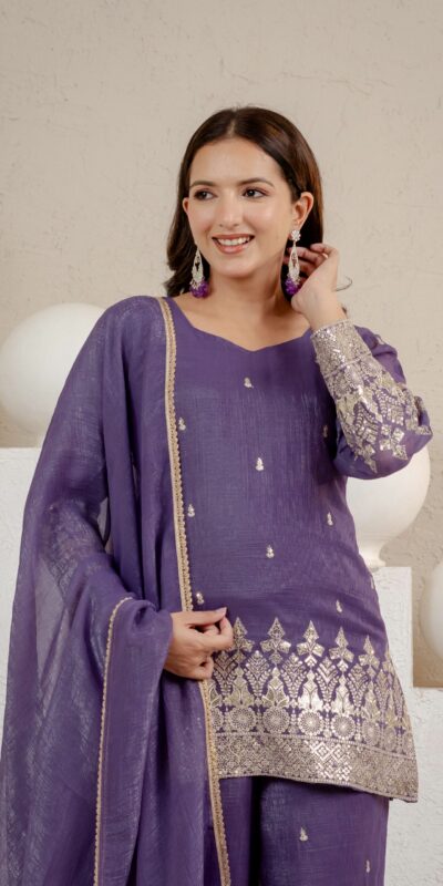 MD 3103 Lavender Crunchy Silk Salwar Suit with Embroidery Work & Sequins Work. Exclusive Offer ₹2399. Delivery 4-6 Working Days. Shop now. | Jump Suits, Salwar suit, Casual Suits, Creative suits, Designer Suits, Palazzo Suits, Party Wear Suits, Patiala Suits, Straight Suits