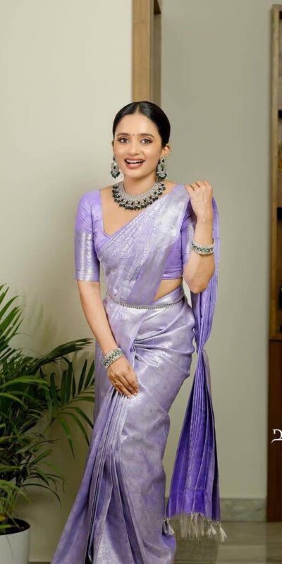 KPR 259 Lavender Soft Lichi Silk Saree with Lace Work & Lace Border. Introductory Price ₹1349. Delivery 4-6 Working Days. Shop now. | Sarees, Bollywood Sarees, Creative Sarees, Designer Sarees, Embroidered Sarees, Ethnic Saree, Modern Digital sarees, Party Wear Sarees
