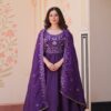 KA 1230 Purple in Gold Crush Zari Work & Embroidery Work Gown . Affordable Price ₹1999. Delivery 4-6 Working Days. Shop now. | Gowns, Bollywood Gowns, Creative Gowns, Designer Gowns, Embroidered Gowns, Party Wear Gowns