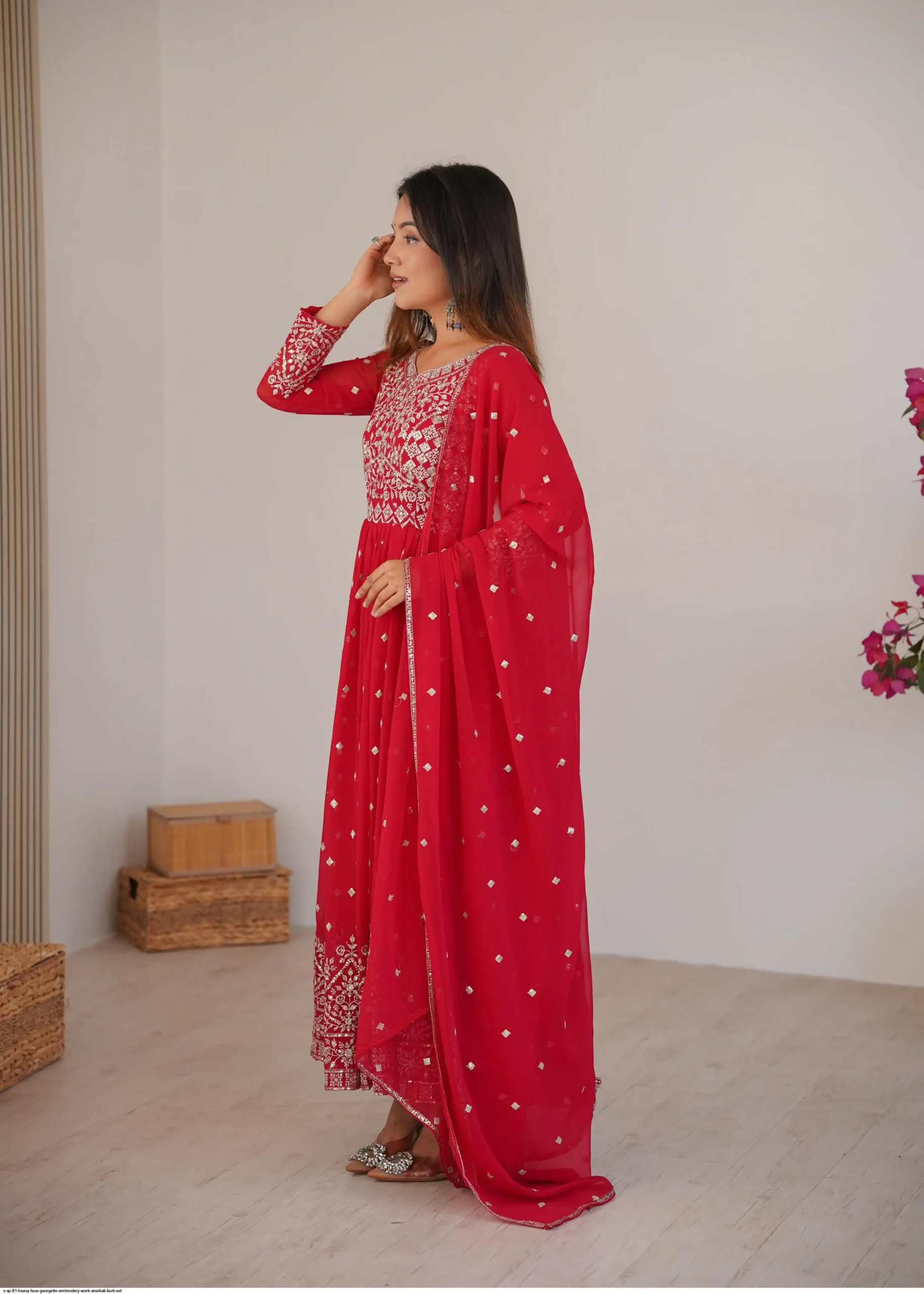 SP 81 Red| Faux Georgette Salwar Suit with Lace Work & Digital Print. Introductory Price ₹2449. Delivery 4-6 Working Days. Shop now. | Anarkali Suits, Bollywood Anarkali, Creative-Anarkali, Designer Anarkali, Embroidered Anarkali, Party Wear Anarkali, Salwar suit