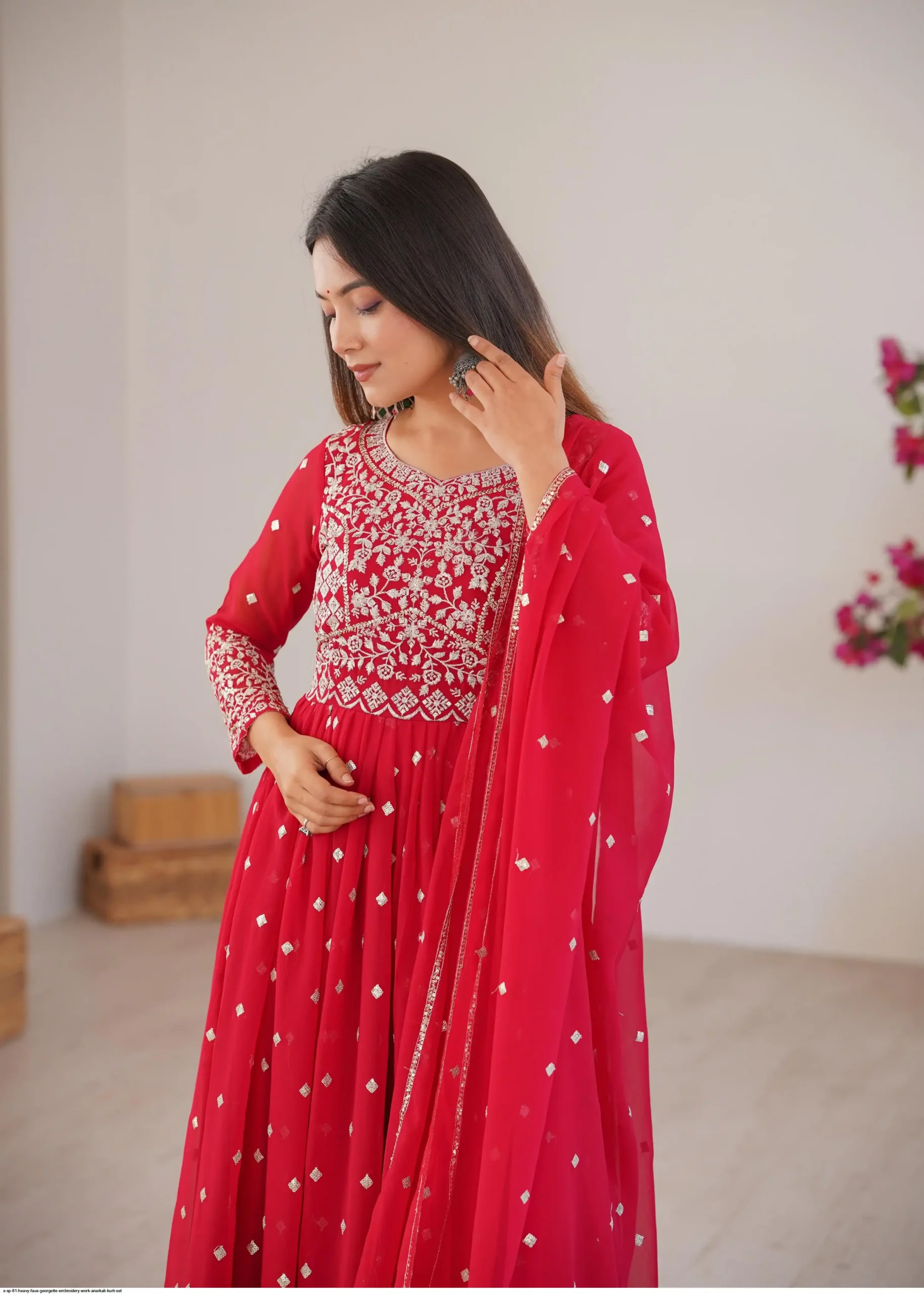 SP 81 Red| Faux Georgette Salwar Suit with Lace Work & Digital Print. Introductory Price ₹2449. Delivery 4-6 Working Days. Shop now. | Anarkali Suits, Bollywood Anarkali, Creative-Anarkali, Designer Anarkali, Embroidered Anarkali, Party Wear Anarkali, Salwar suit
