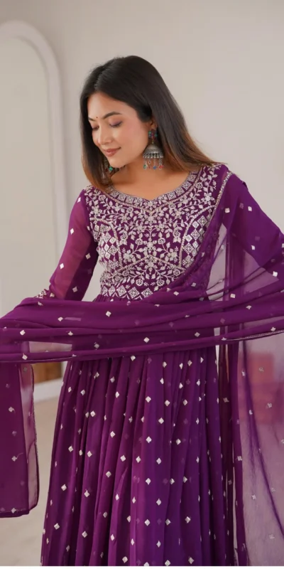 SP 81 Wine| Faux Georgette Salwar Suit with Lace Work & Digital Print. Introductory Price ₹2449. Delivery 4-6 Working Days. Shop now. | Anarkali Suits, Bollywood Anarkali, Creative-Anarkali, Designer Anarkali, Embroidered Anarkali, Party Wear Anarkali, Salwar suit