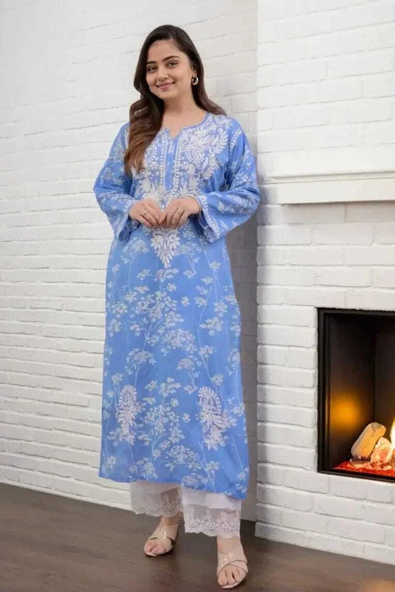 MF 1130 Blue in Colour Poly Cotton Chikenkari Work & Lace Work Kurti . Festive Deal ₹1499. Delivery 4-6 Working Days. Shop now. | Kurti, Bollywood Kurti, Creative Kurtis, Designer Kurti, Party Wear Kurti, Selfie Kurti