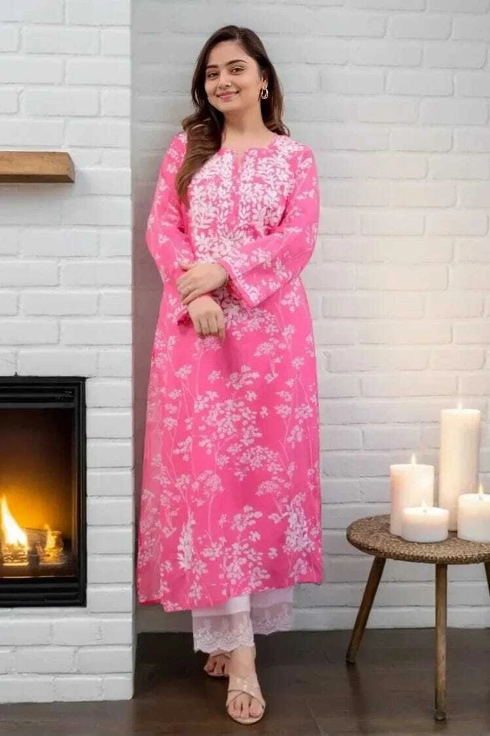 MF 1130 Pink in Colour Poly Cotton Chikenkari Work & Lace Work Kurti . Festive Deal ₹1499. Delivery 4-6 Working Days. Shop now. | Kurti, Bollywood Kurti, Creative Kurtis, Designer Kurti, Party Wear Kurti, Selfie Kurti