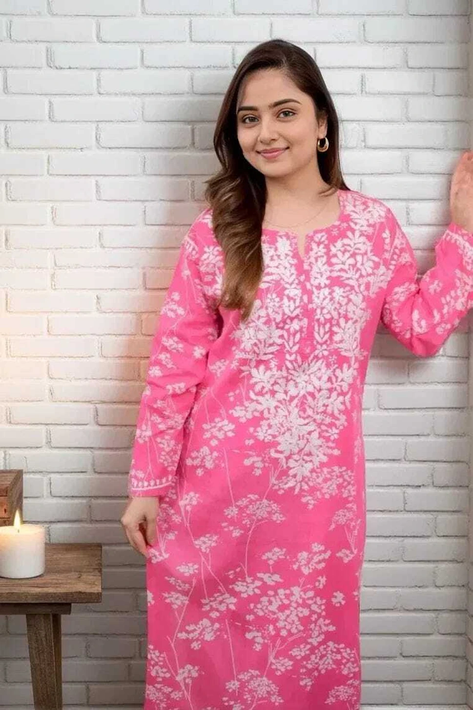 MF 1130 Pink in Colour Poly Cotton Chikenkari Work & Lace Work Kurti . Festive Deal ₹1499. Delivery 4-6 Working Days. Shop now. | Kurti, Bollywood Kurti, Creative Kurtis, Designer Kurti, Party Wear Kurti, Selfie Kurti