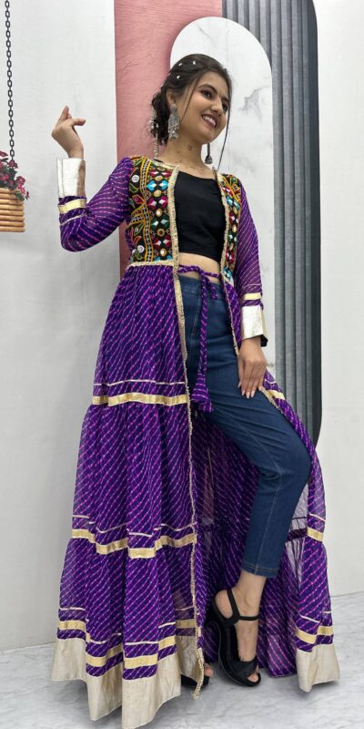 PC N48 Purple | Fox Georgette Kurti with Lace Work & Mirror Work. Affordable Price ₹2149. Delivery 4-6 Working Days. Shop now. | Kurti, Bollywood Kurti, Creative Kurtis, Designer Kurti, Party Wear Kurti, Selfie Kurti