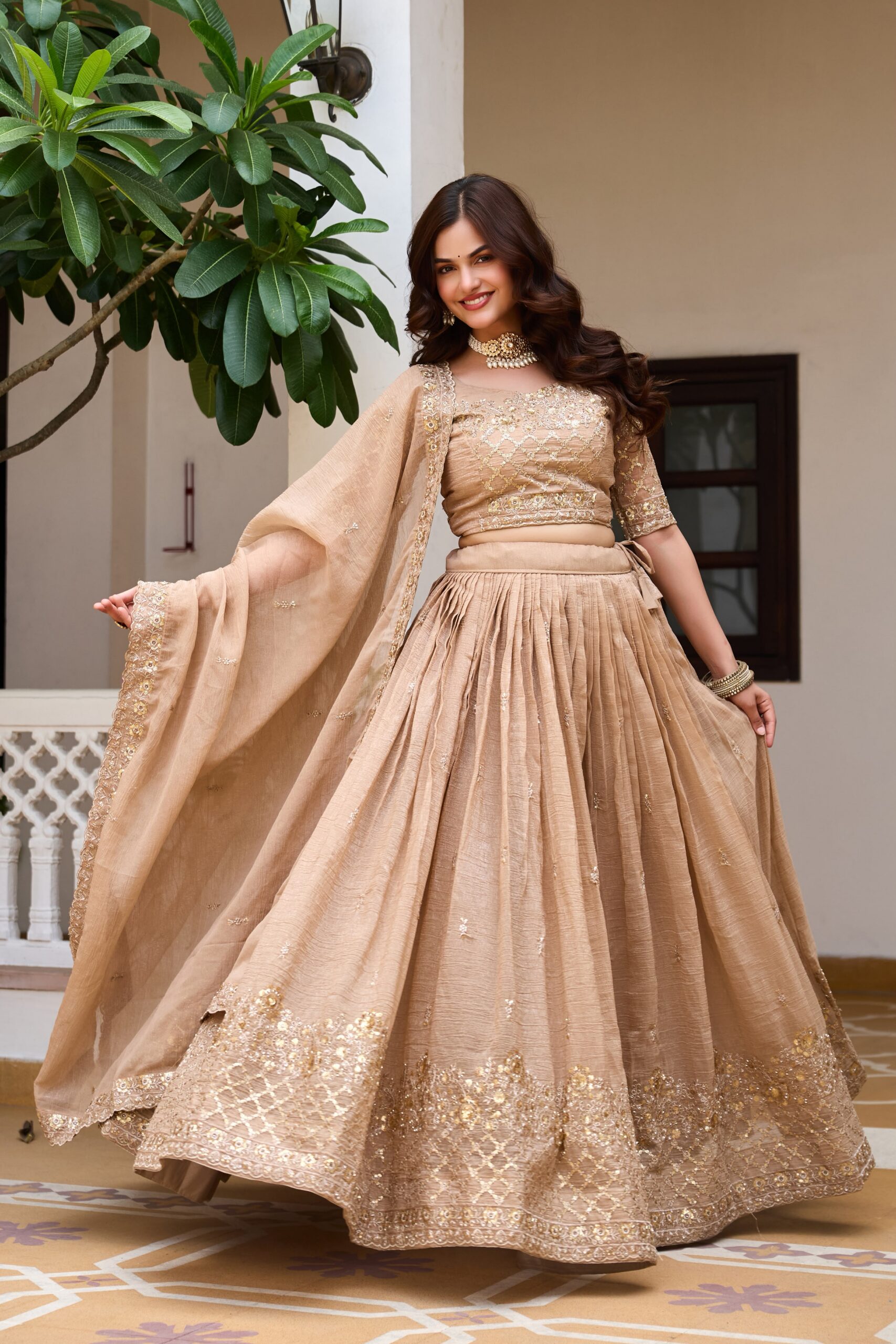 Ram 180 Chiku Pure Crunchy Lehenga Choli Perfect for Wedding, Party, Baisakhi, Pongal, Sangeet – . Now at just ₹2549. Delivery 4-6 Working Days. Shop | Lehenga, Bollywood Lehenga, Creative Lehenga, Designer Lehenga, Embroidered Lehenga, Party Wear Lehenga
