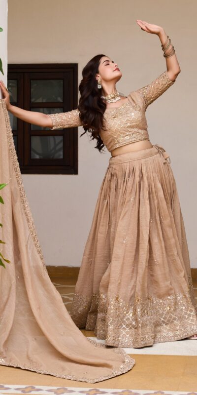 Ram 180 Chiku Pure Crunchy Lehenga Choli Perfect for Wedding, Party, Baisakhi, Pongal, Sangeet – . Now at just ₹2549. Delivery 4-6 Working Days. Shop | Lehenga, Bollywood Lehenga, Creative Lehenga, Designer Lehenga, Embroidered Lehenga, Party Wear Lehenga