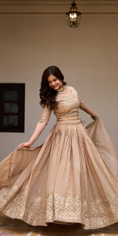 Ram 180 Chiku Pure Crunchy Lehenga Choli Perfect for Wedding, Party, Baisakhi, Pongal, Sangeet – . Now at just ₹2549. Delivery 4-6 Working Days. Shop | Lehenga, Bollywood Lehenga, Creative Lehenga, Designer Lehenga, Embroidered Lehenga, Party Wear Lehenga