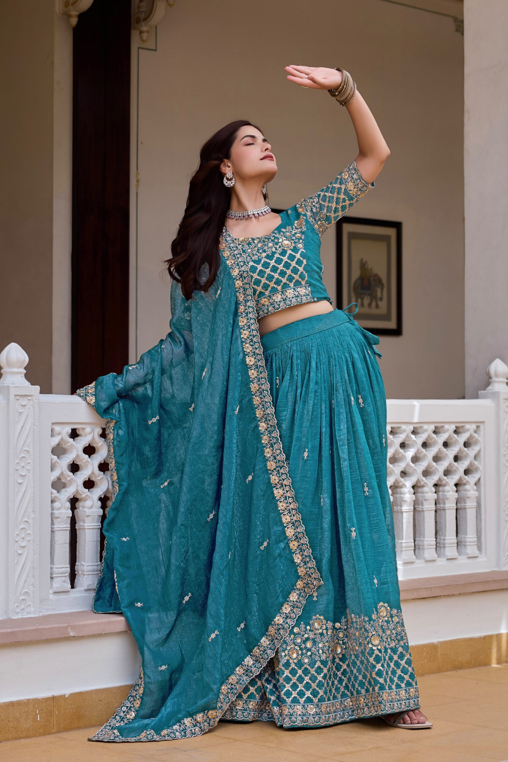 Ram 180 Teal Pure Crunchy Lehenga Choli Perfect for Wedding, Party, Baisakhi, Pongal, Sangeet – . Now at just ₹2549. Delivery 4-6 Working Days. Shop | Lehenga, Bollywood Lehenga, Creative Lehenga, Designer Lehenga, Embroidered Lehenga, Party Wear Lehenga