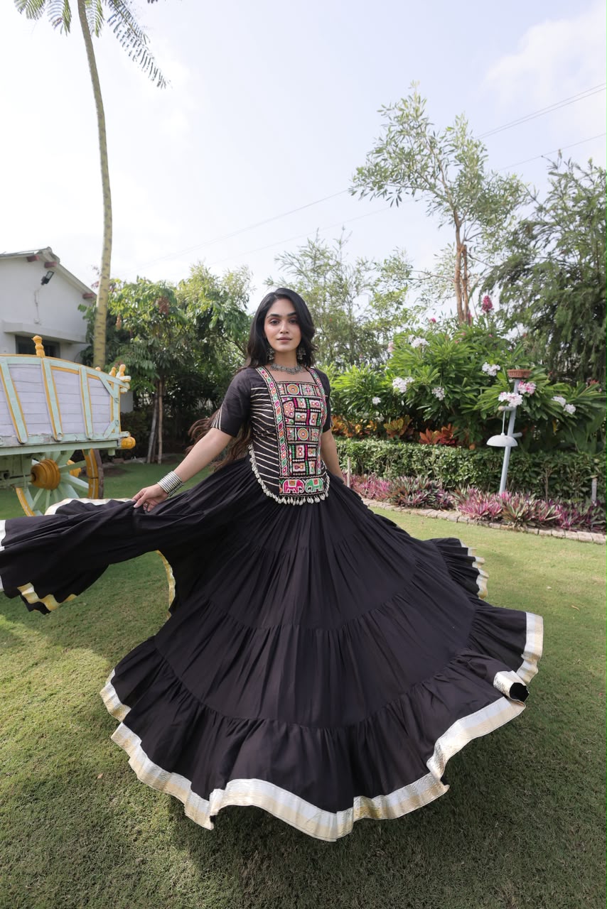 PKA 5078 Black Kora Cotton Lehenga Choli erfect for Wedding, Party, Haldi, Traditional Day, Makar Sankranti – . Special Price ₹2649. Delivery 4-6 Working | Lehenga, Bollywood Lehenga, Creative Lehenga, Designer Lehenga, Embroidered Lehenga, Party Wear Lehenga