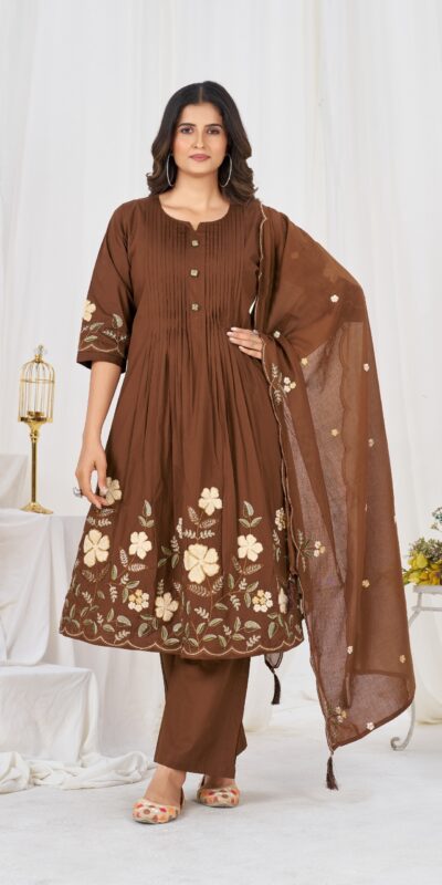 DIVA 159 Brown with Embroidery Work & Cut Work Brown Pure Cotton Salwar Suit . Exclusive Offer ₹2499. Delivery 4-6 Working Days. Shop now. | Jump Suits, Salwar suit, Casual Suits, Creative suits, Designer Suits, Palazzo Suits, Party Wear Suits, Patiala Suits, Straight Suits