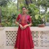 KA 1202 Red Roman Gown with Mirror Work. Wedding, Party, Festive, Events Get it for ₹2049. Delivery 4-6 Working Days. Shop now. | Gowns, Bollywood Gowns, Creative Gowns, Designer Gowns, Embroidered Gowns, Party Wear Gowns