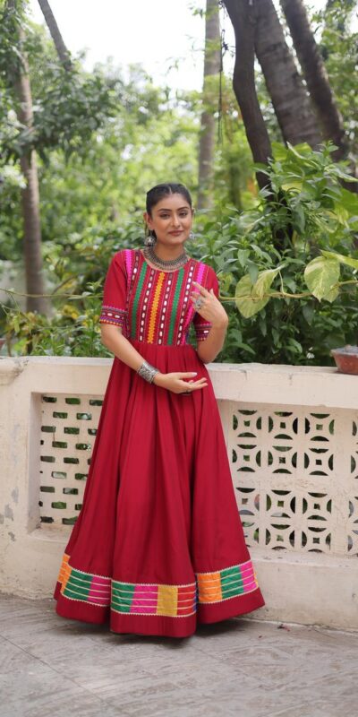 KA 1202 Red Roman Gown with Mirror Work. Wedding, Party, Festive, Events Get it for ₹2049. Delivery 4-6 Working Days. Shop now. | Gowns, Bollywood Gowns, Creative Gowns, Designer Gowns, Embroidered Gowns, Party Wear Gowns
