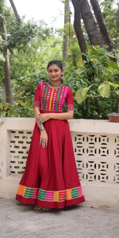 KA 1202 Red Roman Gown with Mirror Work. Wedding, Party, Festive, Events Get it for ₹2049. Delivery 4-6 Working Days. Shop now. | Gowns, Bollywood Gowns, Creative Gowns, Designer Gowns, Embroidered Gowns, Party Wear Gowns