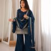 KB 309 Teal Blue | Teal Blue Crunchy Silk Salwar Suit with Sequins Work & Embroidery Work. Grab it for ₹2049. Delivery 4-6 Working Days. Shop now. | Jump Suits, Salwar suit, Casual Suits, Creative suits, Designer Suits, Palazzo Suits, Party Wear Suits, Patiala Suits, Straight Suits