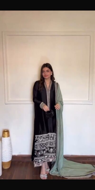 KD 1632 Black | Glass Salwar Suit with Thread Embroidery & Embroidery Work. Get it for ₹2449. Delivery 4-6 Working Days. Shop now. | Jump Suits, Salwar suit, Casual Suits, Creative suits, Designer Suits, Palazzo Suits, Party Wear Suits, Patiala Suits, Straight Suits