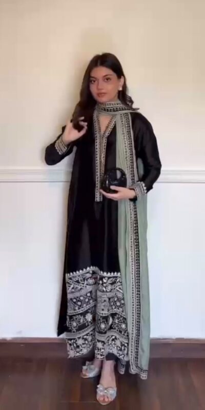 KD 1632 Black | Glass Salwar Suit with Thread Embroidery & Embroidery Work. Get it for ₹2449. Delivery 4-6 Working Days. Shop now. | Jump Suits, Salwar suit, Casual Suits, Creative suits, Designer Suits, Palazzo Suits, Party Wear Suits, Patiala Suits, Straight Suits