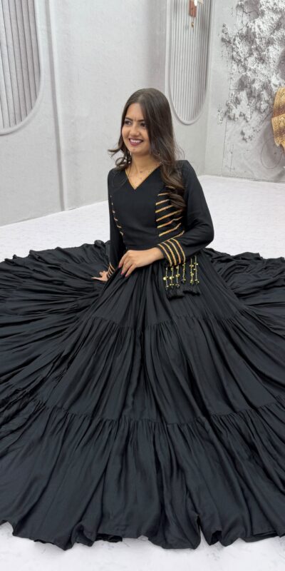 PC 590 Black in Color Pure Cotton ace Work Gown . Wedding, Party, Festive, Events Get it for ₹2449. Delivery 4-6 Working Days. Best Online Shop now. | Gowns, Bollywood Gowns, Creative Gowns, Designer Gowns, Embroidered Gowns, Party Wear Gowns