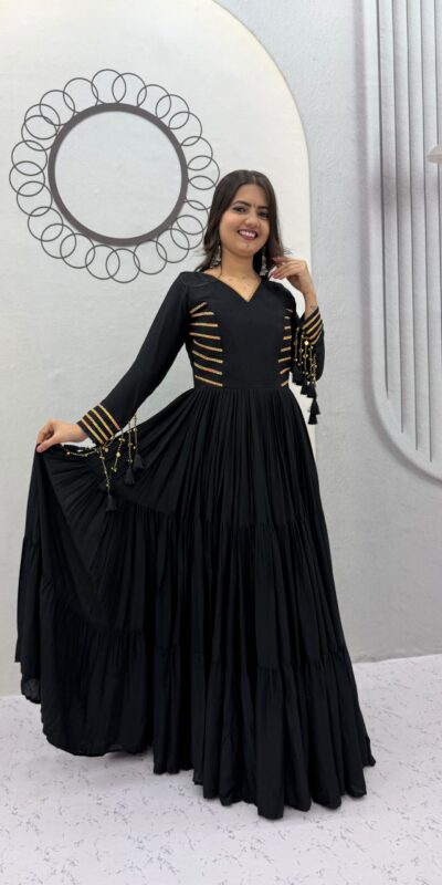 PC 590 Black in Color Pure Cotton ace Work Gown . Wedding, Party, Festive, Events Get it for ₹2449. Delivery 4-6 Working Days. Best Online Shop now. | Gowns, Bollywood Gowns, Creative Gowns, Designer Gowns, Embroidered Gowns, Party Wear Gowns