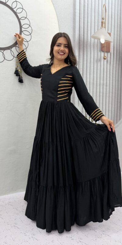 PC 590 Black in Color Pure Cotton ace Work Gown . Wedding, Party, Festive, Events Get it for ₹2449. Delivery 4-6 Working Days. Best Online Shop now. | Gowns, Bollywood Gowns, Creative Gowns, Designer Gowns, Embroidered Gowns, Party Wear Gowns