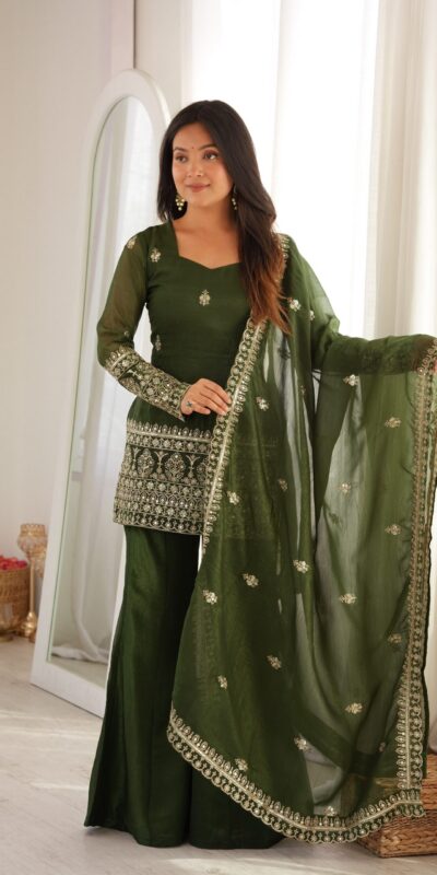 KB 301 Mahendi Crunchy Silk Salwar Suit Perfect for Wedding, Party, Sangeet, Anniversary, Housewarming Introductory Price ₹2049. Delivery 4-6 | Jump Suits, Salwar suit, Casual Suits, Creative suits, Designer Suits, Palazzo Suits, Party Wear Suits, Patiala Suits, Straight Suits