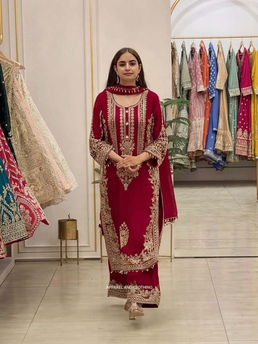 SR 1716 Red Colour Faux Georgette Salwar Suit with Lace Work. Introductory Price ₹2449. Delivery 4-6 Working Days. Shop now. | Jump Suits, Salwar suit, Casual Suits, Creative suits, Designer Suits, Palazzo Suits, Party Wear Suits, Patiala Suits, Straight Suits