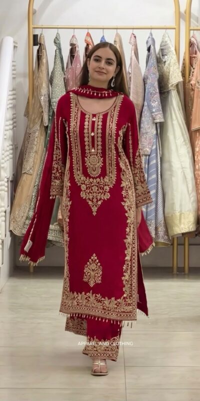 SR 1716 Red Colour Faux Georgette Salwar Suit with Lace Work. Introductory Price ₹2449. Delivery 4-6 Working Days. Shop now. | Jump Suits, Salwar suit, Casual Suits, Creative suits, Designer Suits, Palazzo Suits, Party Wear Suits, Patiala Suits, Straight Suits