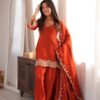 KB 307 Rust in Glass Roman Silk. Sequins Work & Embroidery Work Salwar Suit Festive Deal ₹1999. Delivery 4-6 Working Days. Shop now. | Jump Suits, Salwar suit, Casual Suits, Creative suits, Designer Suits, Palazzo Suits, Party Wear Suits, Patiala Suits, Straight Suits