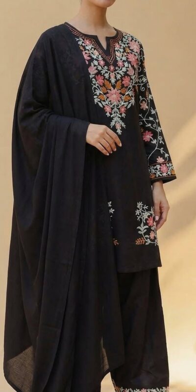 ND 5058 Black | Black Roman Silk Salwar Suit with Embroidery Work. Grab it for ₹2099. Delivery 4-6 Working Days. Shop now. | Jump Suits, Salwar suit, Casual Suits, Creative suits, Designer Suits, Palazzo Suits, Party Wear Suits, Patiala Suits, Straight Suits