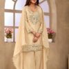 Aglow Cream Chinon Silk Mirror Work Salwar Suit